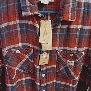 NWT Ralph Lauren Plaid Flannel Red Green Button Long Shirt M/M